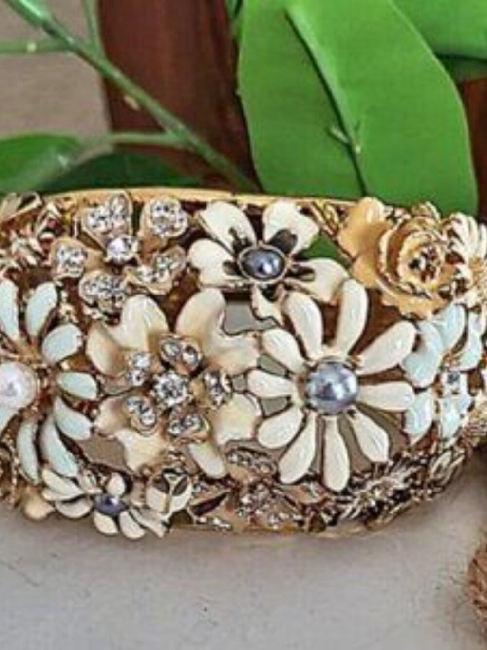 Kenneth Jay Lane Floral Bracelet Ring Set - Picture 2 of 9